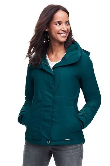 Lands End Women's  Squall Hooded Jacket - Jeweled Teal New