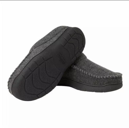 Dearfoam Men's Memory Foam Slippers Wool Blend Dark Grey